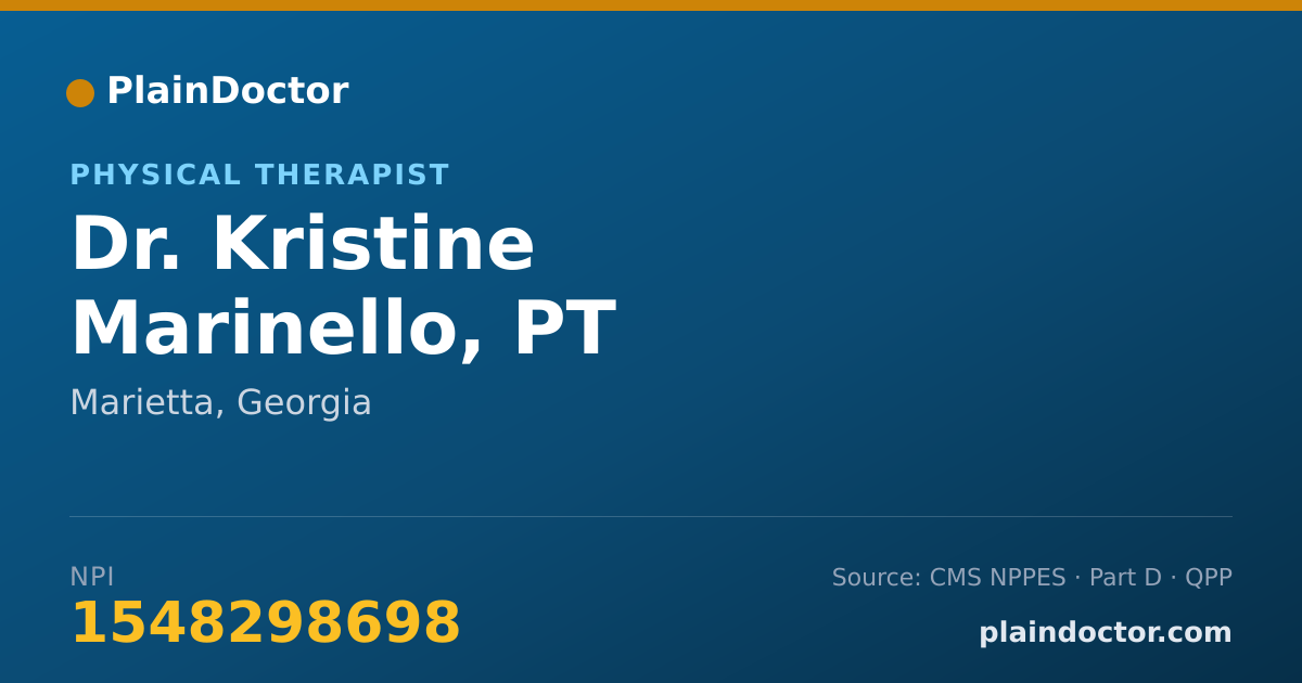 Shareable card for Kristine Marinello, PT - Physical Therapist, Marietta, GA