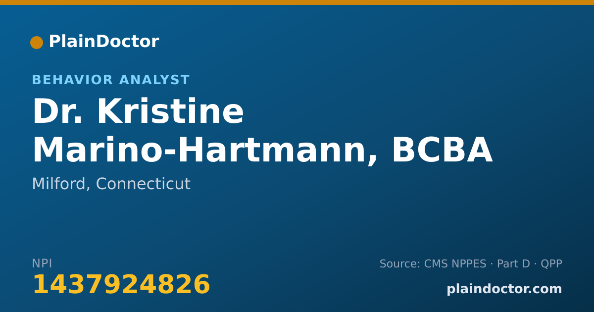 Shareable card for Kristine Marino-Hartmann, BCBA - Behavior Analyst, Milford, CT