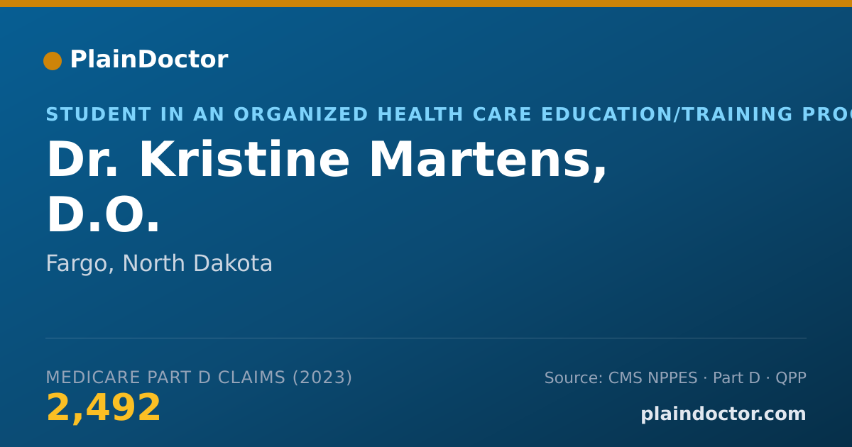 Shareable card for Kristine Martens, D.O. - Student in an Organized Health Care Education/Training Program, Fargo, ND