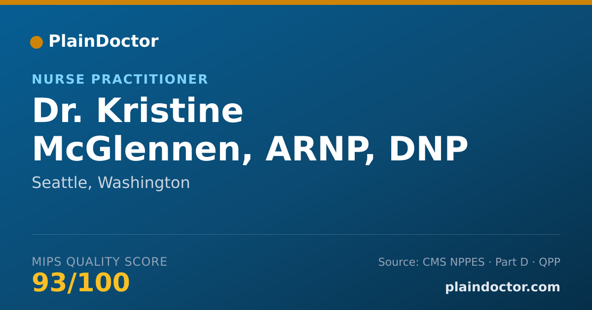 Shareable card for Kristine McGlennen, ARNP, DNP - Nurse Practitioner, Seattle, WA