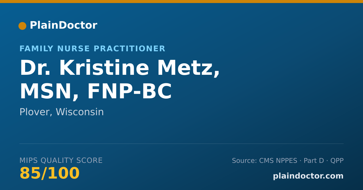 Shareable card for Kristine Metz, MSN, FNP-BC - Family Nurse Practitioner, Plover, WI