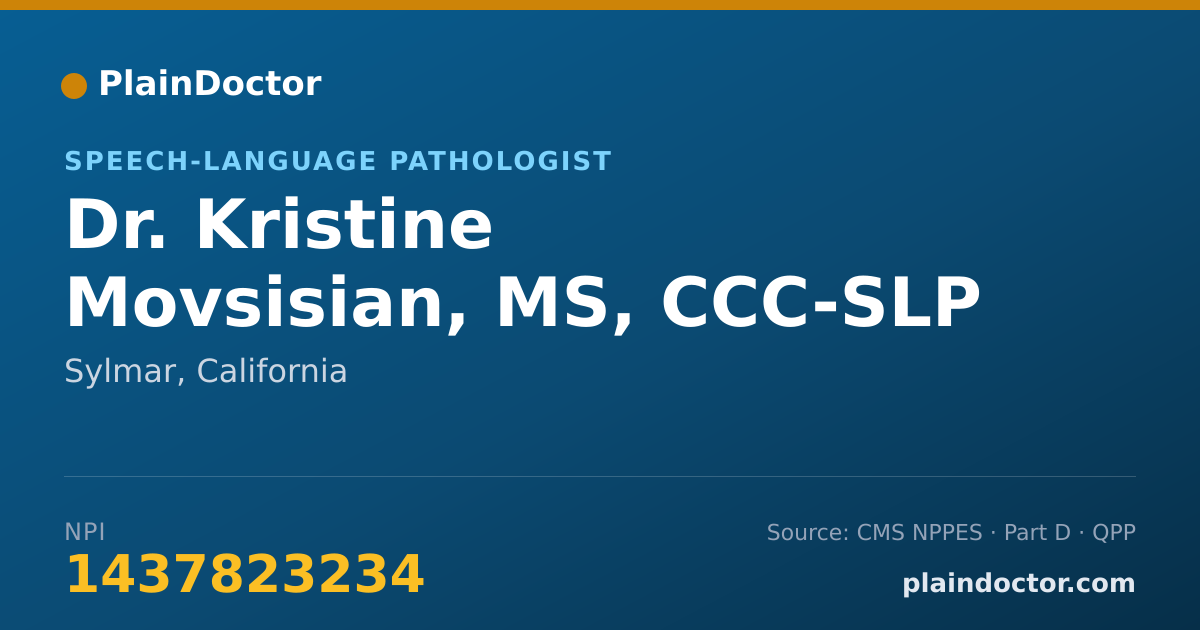 Shareable card for Kristine Movsisian, MS, CCC-SLP - Speech-Language Pathologist, Sylmar, CA