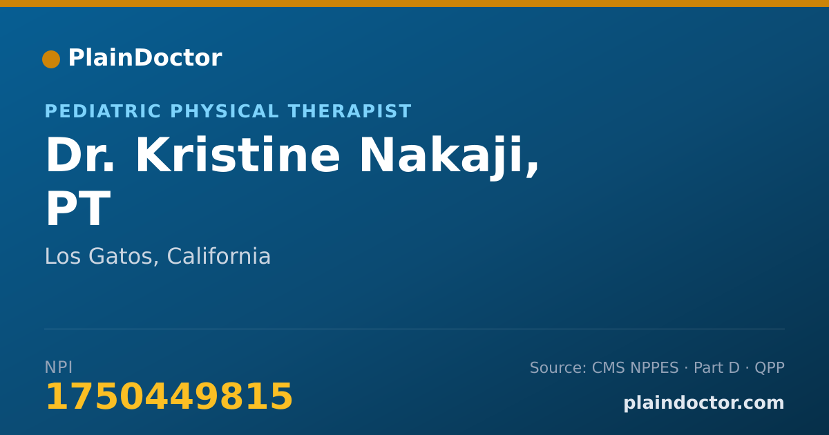 Shareable card for Kristine Nakaji, PT - Pediatric Physical Therapist, Los Gatos, CA