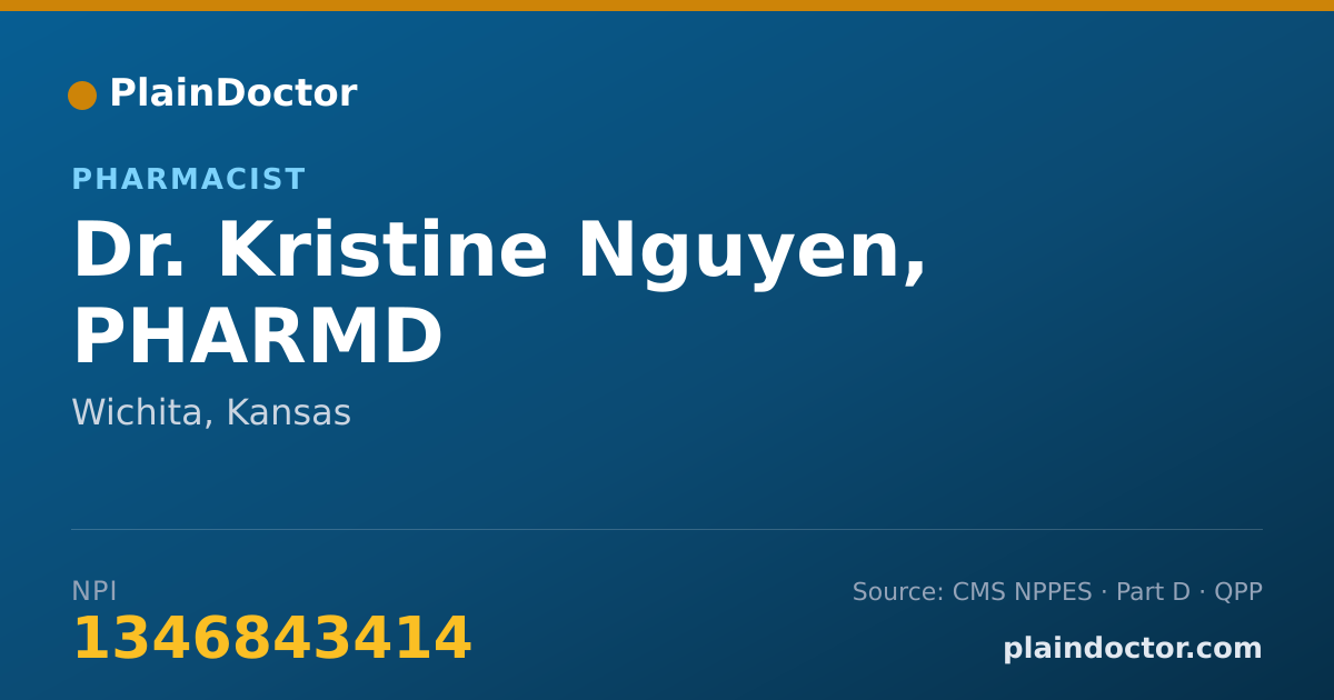 Shareable card for Kristine Nguyen, PHARMD - Pharmacist, Wichita, KS