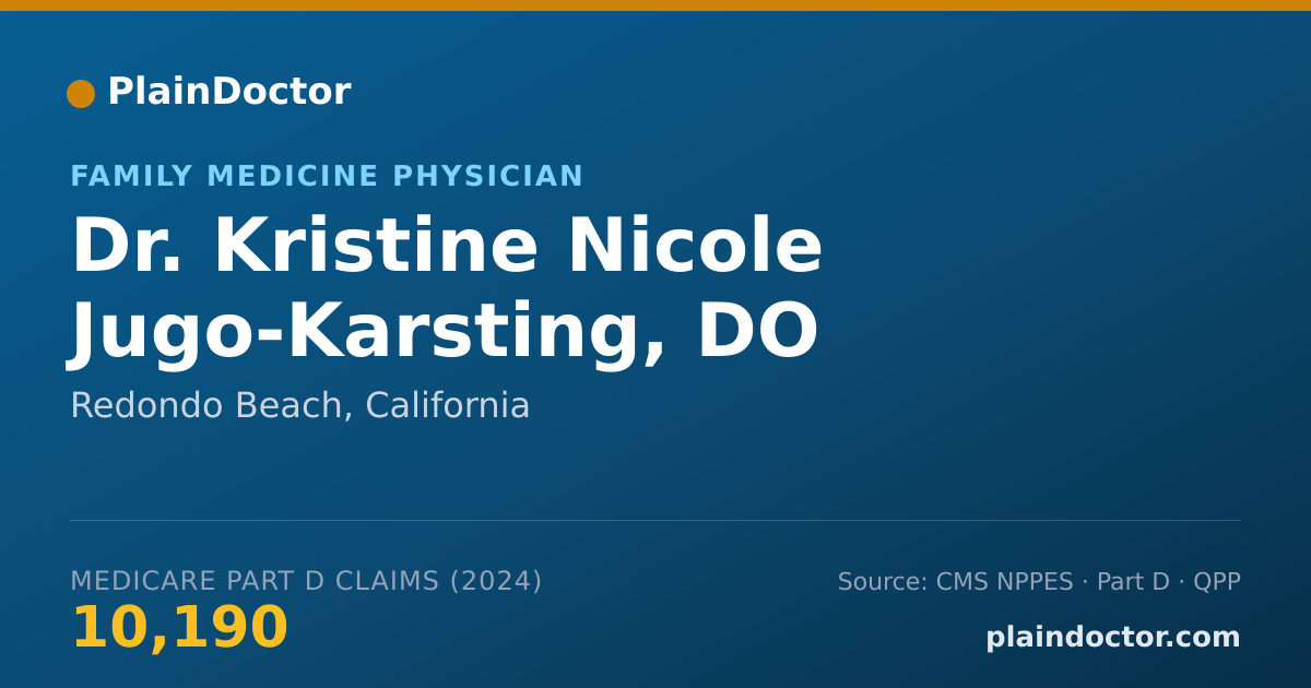 Shareable card for Kristine Nicole Jugo-Karsting, DO - Family Medicine Physician, Redondo Beach, CA