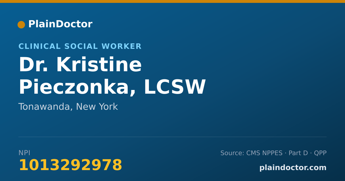 Shareable card for Kristine Pieczonka, LCSW - Clinical Social Worker, Tonawanda, NY