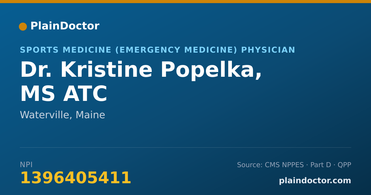 Shareable card for Kristine Popelka, MS ATC - Sports Medicine (Emergency Medicine) Physician, Waterville, ME