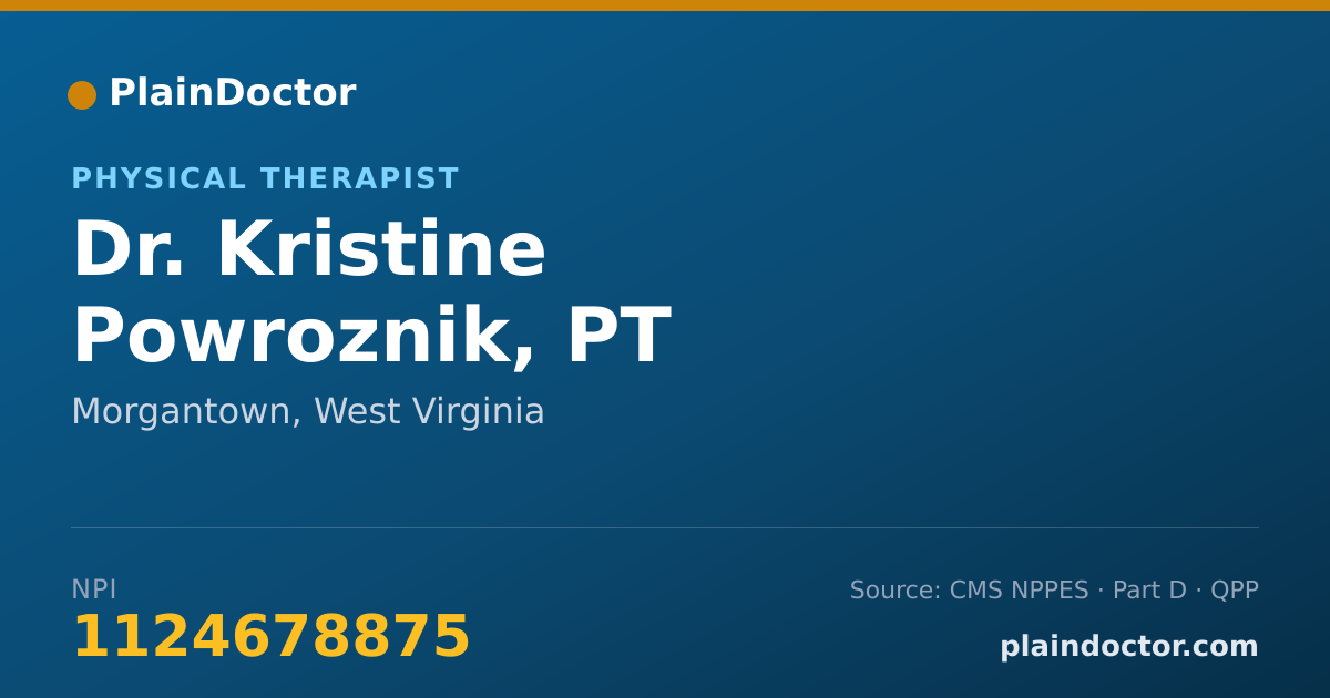 Shareable card for Kristine Powroznik, PT - Physical Therapist, Morgantown, WV
