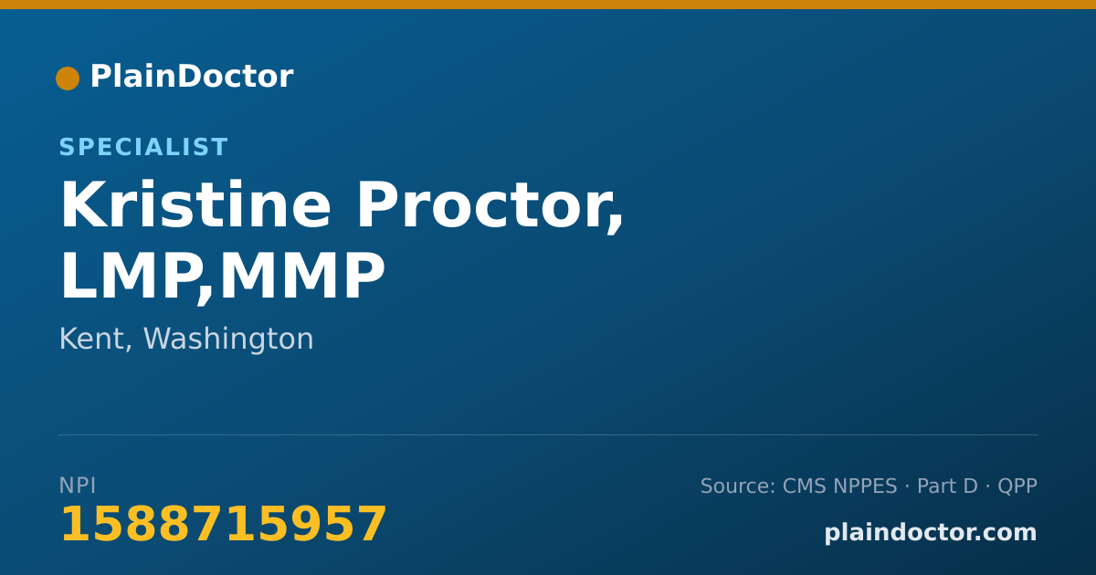 Shareable card for Kristine Proctor, LMP,MMP - Specialist, Kent, WA
