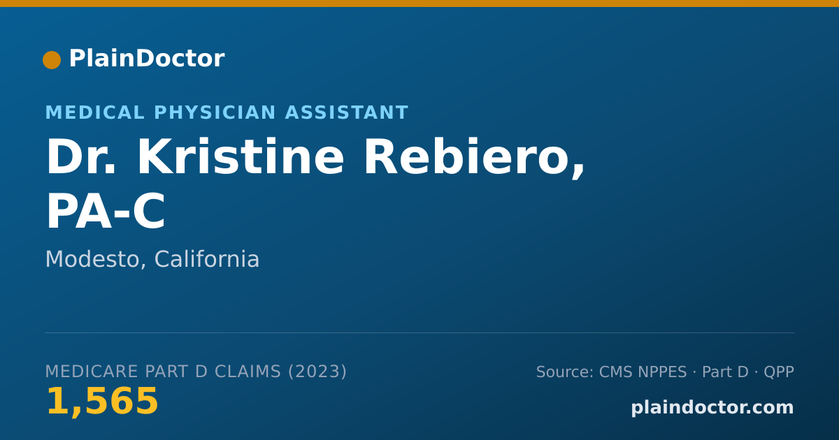 Shareable card for Kristine Rebiero, PA-C - Medical Physician Assistant, Modesto, CA