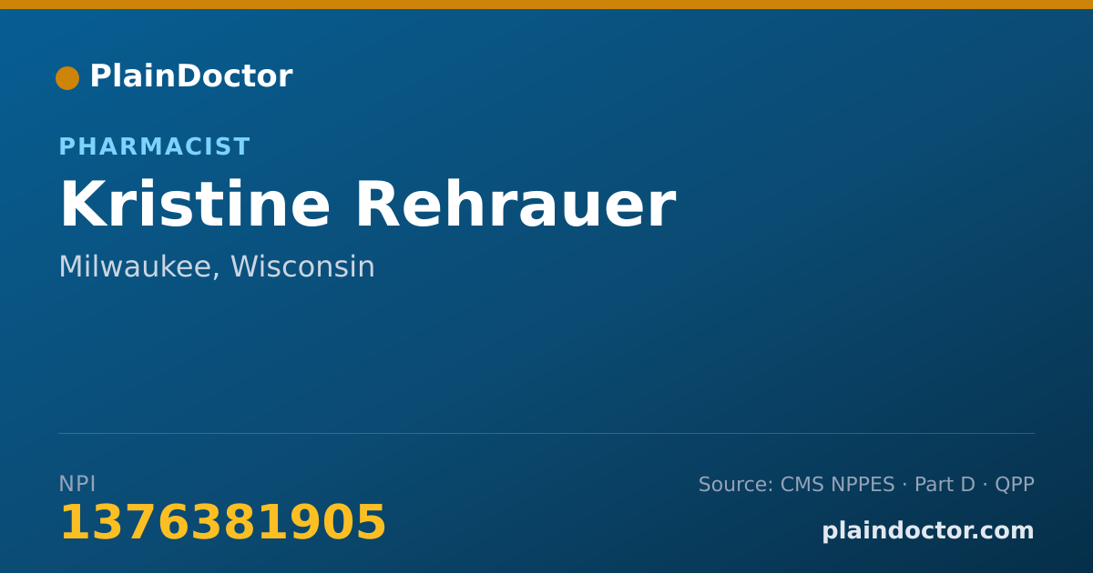 Shareable card for Kristine Rehrauer - Pharmacist, Milwaukee, WI