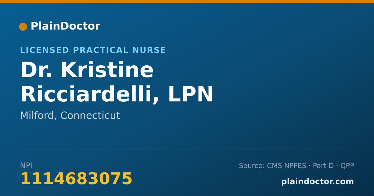 Shareable card for Kristine Ricciardelli, LPN - Licensed Practical Nurse, Milford, CT