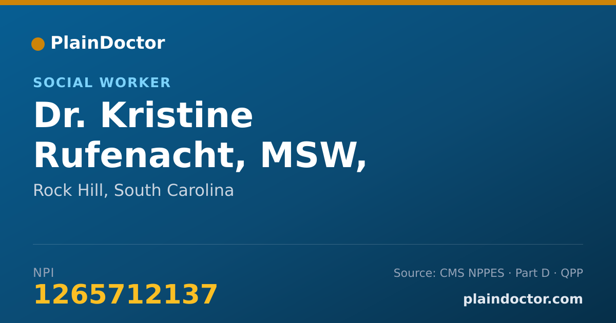 Shareable card for Kristine Rufenacht, MSW, LISW-CP, LCSW - Social Worker, Rock Hill, SC