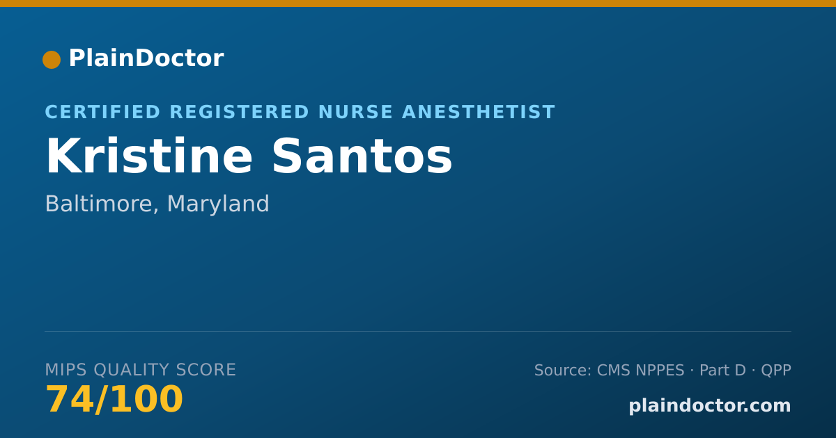 Shareable card for Kristine Santos - Certified Registered Nurse Anesthetist, Baltimore, MD