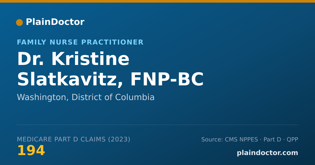 Shareable card for Kristine Slatkavitz, FNP-BC - Family Nurse Practitioner, Washington, DC