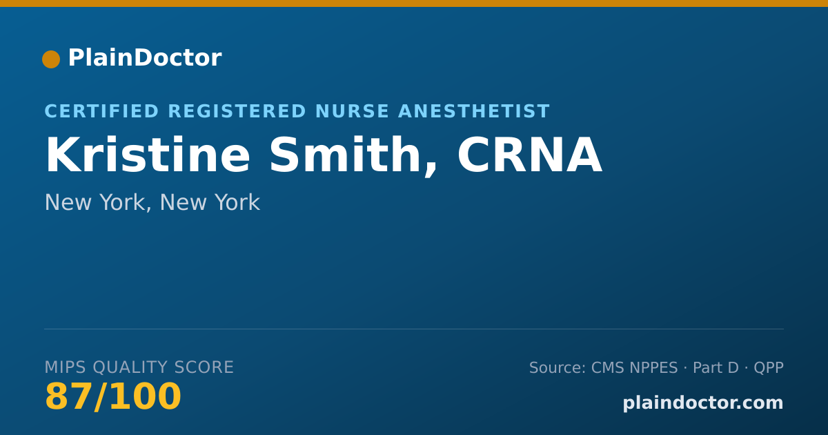 Shareable card for Kristine Smith, CRNA - Certified Registered Nurse Anesthetist, New York, NY