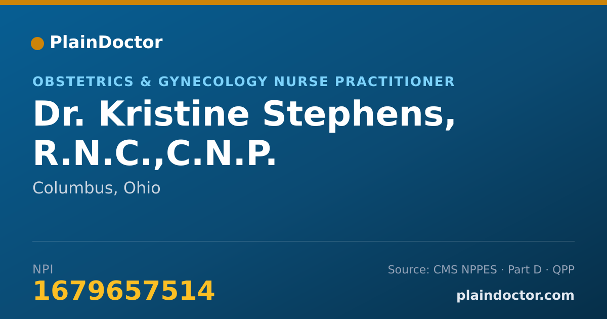 Shareable card for Kristine Stephens, R.N.C.,C.N.P. - Obstetrics & Gynecology Nurse Practitioner, Columbus, OH