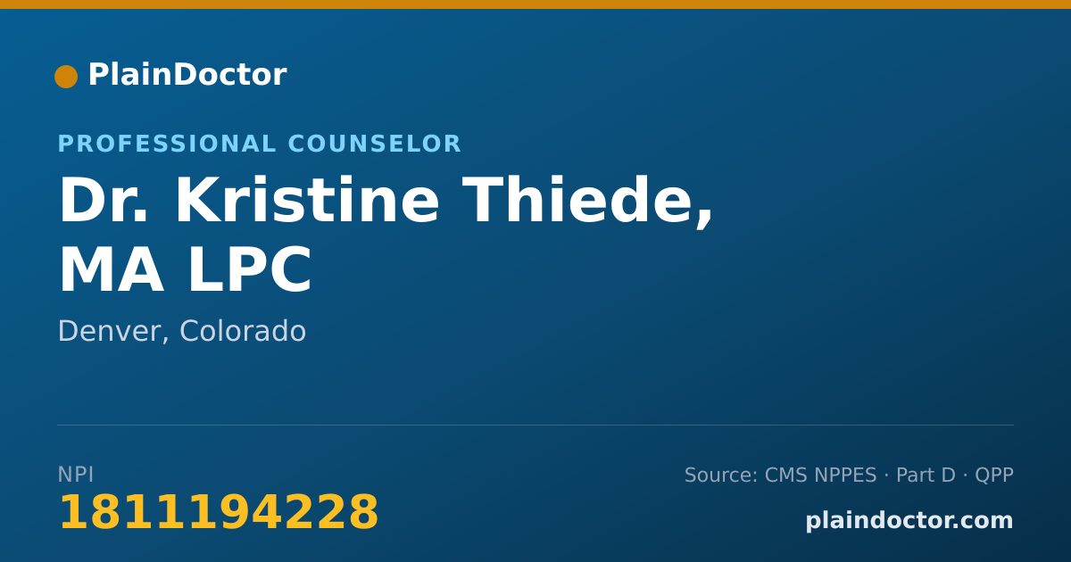 Shareable card for Kristine Thiede, MA LPC - Professional Counselor, Denver, CO