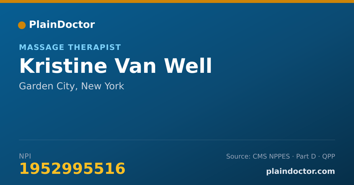 Shareable card for Kristine Van Well - Massage Therapist, Garden City, NY