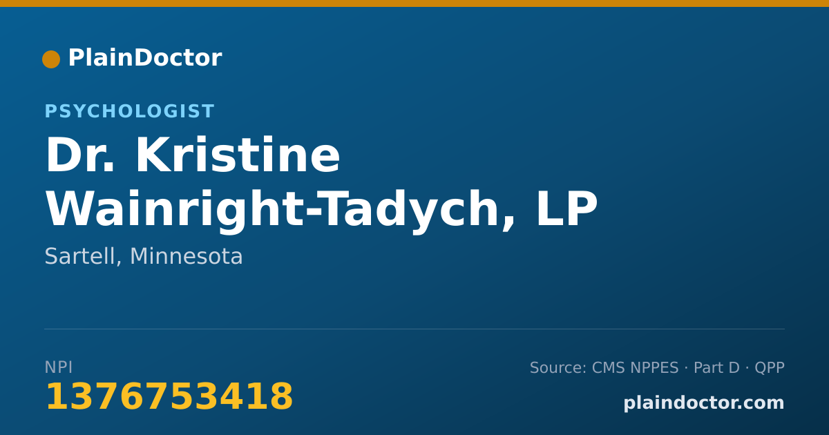 Shareable card for Kristine Wainright-Tadych, LP - Psychologist, Sartell, MN