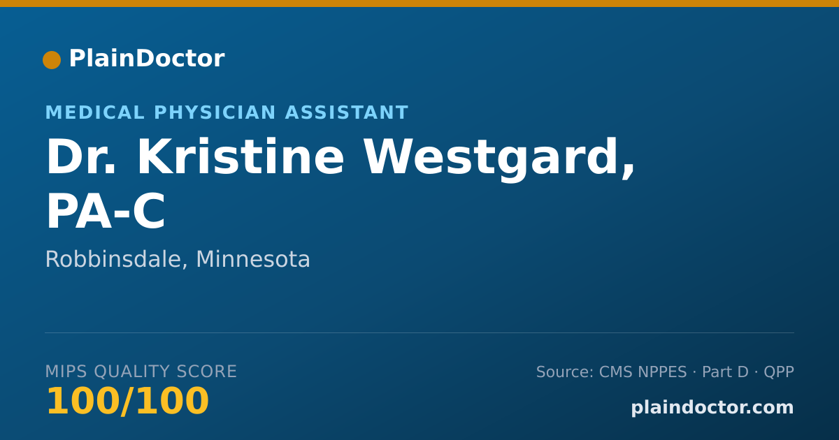 Shareable card for Kristine Westgard, PA-C - Medical Physician Assistant, Robbinsdale, MN