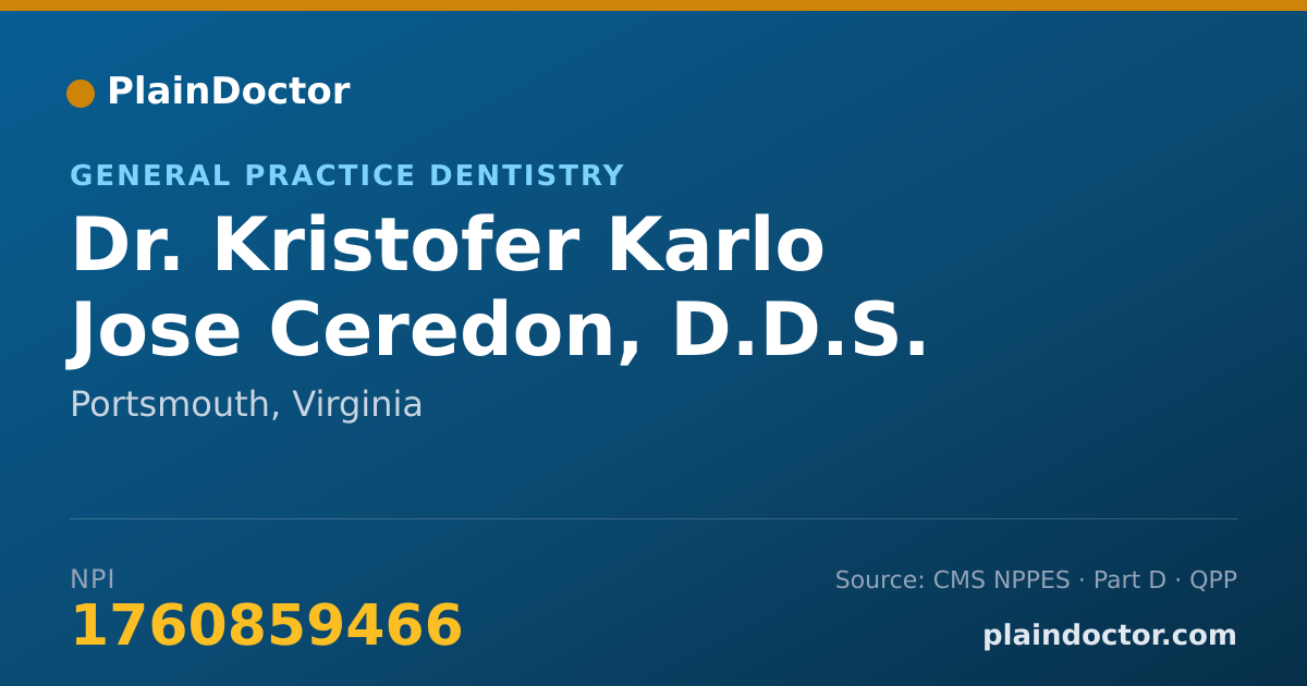 Shareable card for Kristofer Karlo Jose Ceredon, D.D.S. - General Practice Dentistry, Portsmouth, VA