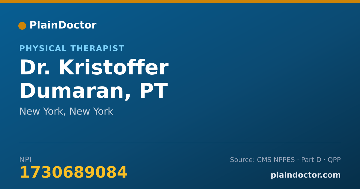 Shareable card for Kristoffer Dumaran, PT - Physical Therapist, New York, NY