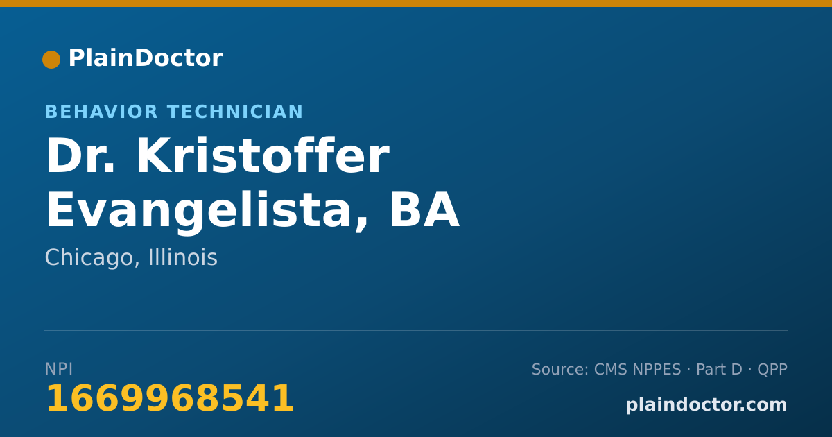 Shareable card for Kristoffer Evangelista, BA PSYCHOLOGY - Behavior Technician, Chicago, IL