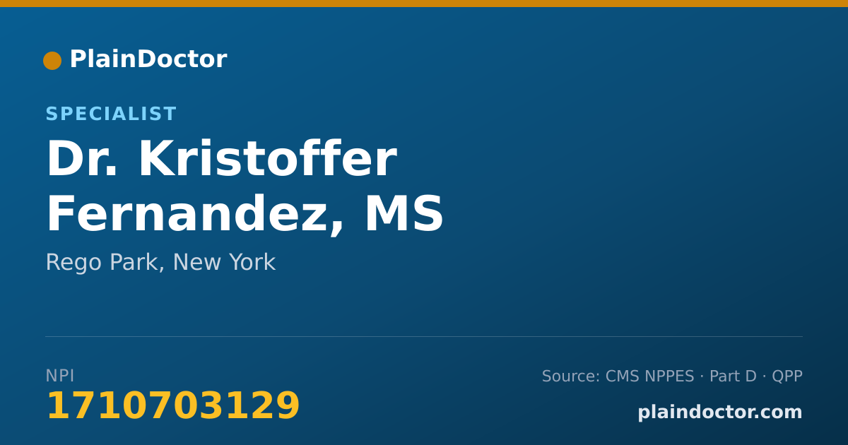 Shareable card for Kristoffer Fernandez, MS - Specialist, Rego Park, NY