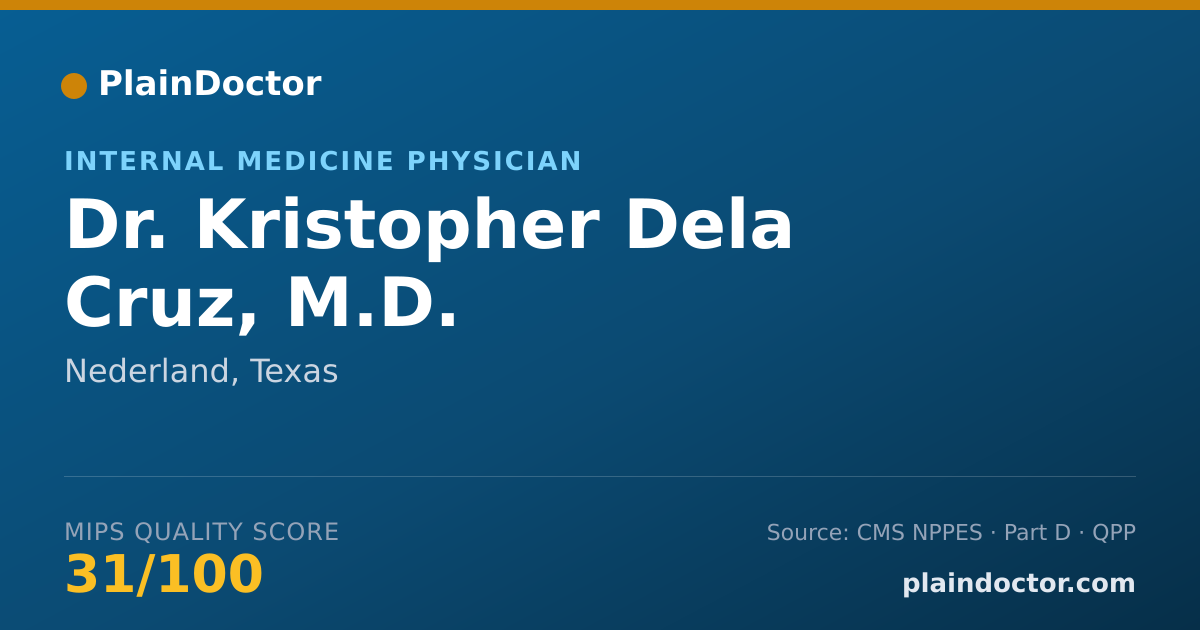 Shareable card for Kristopher Dela Cruz, M.D. - Internal Medicine Physician, Nederland, TX