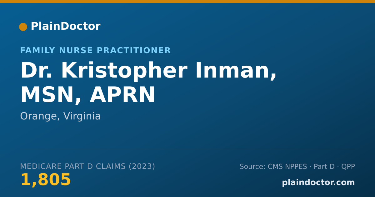 Shareable card for Kristopher Inman, MSN, APRN - Family Nurse Practitioner, Orange, VA