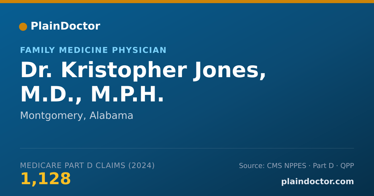 Shareable card for Kristopher Jones, M.D., M.P.H. - Family Medicine Physician, Montgomery, AL