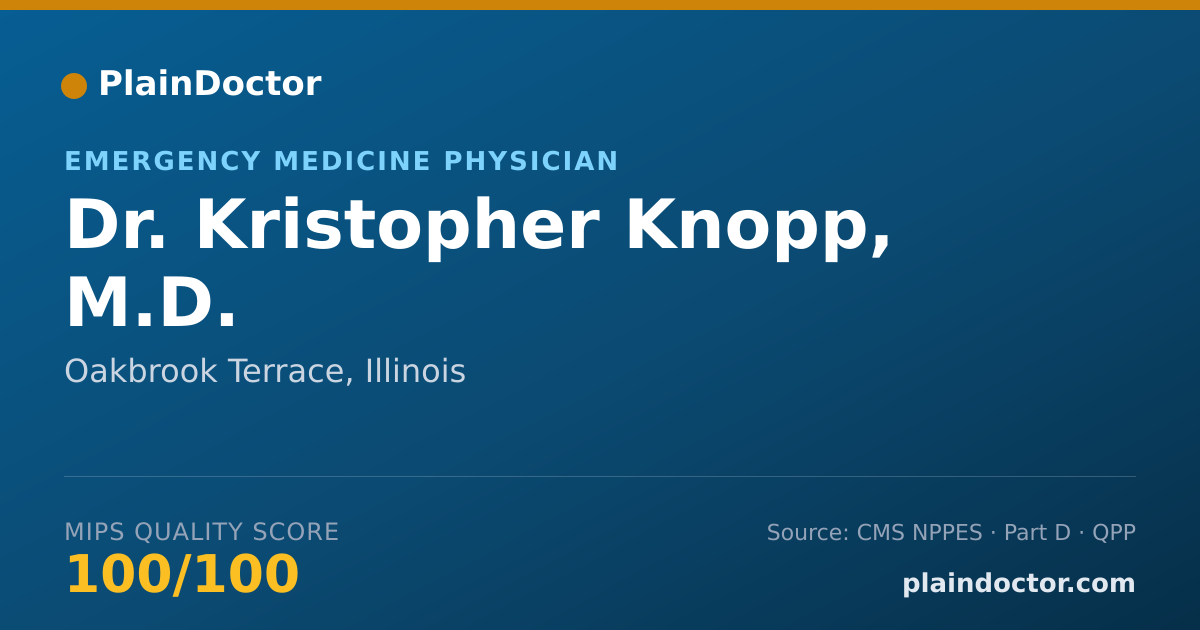 Shareable card for Kristopher Knopp, M.D. - Emergency Medicine Physician, Oakbrook Terrace, IL