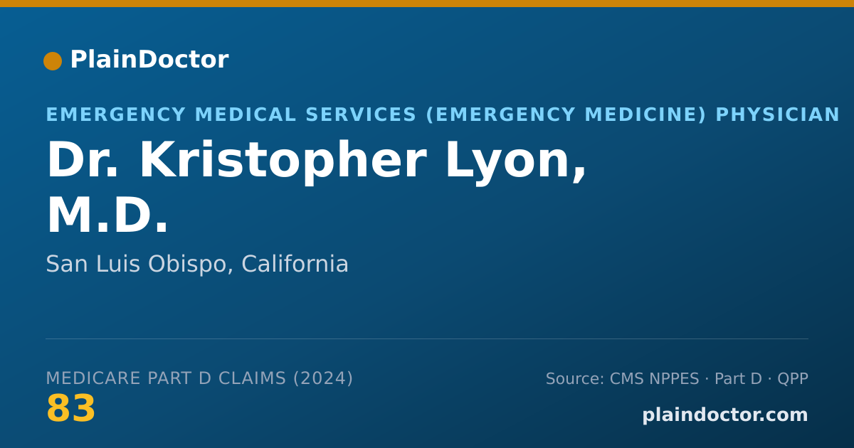 Shareable card for Kristopher Lyon, M.D. - Emergency Medical Services (Emergency Medicine) Physician, San Luis Obispo, CA