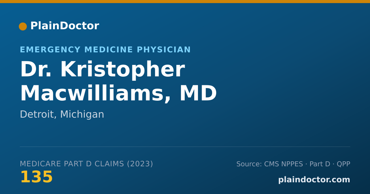 Shareable card for Kristopher Macwilliams, MD - Emergency Medicine Physician, Detroit, MI