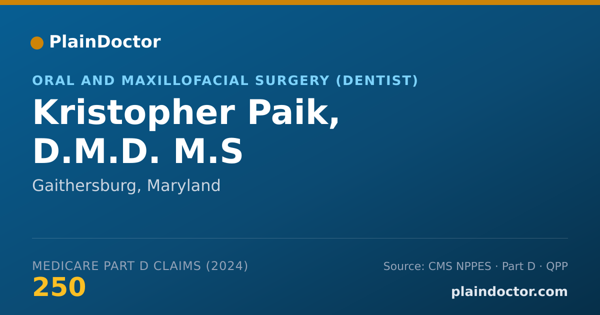 Shareable card for Kristopher Paik, D.M.D. M.S - Oral and Maxillofacial Surgery (Dentist), Gaithersburg, MD