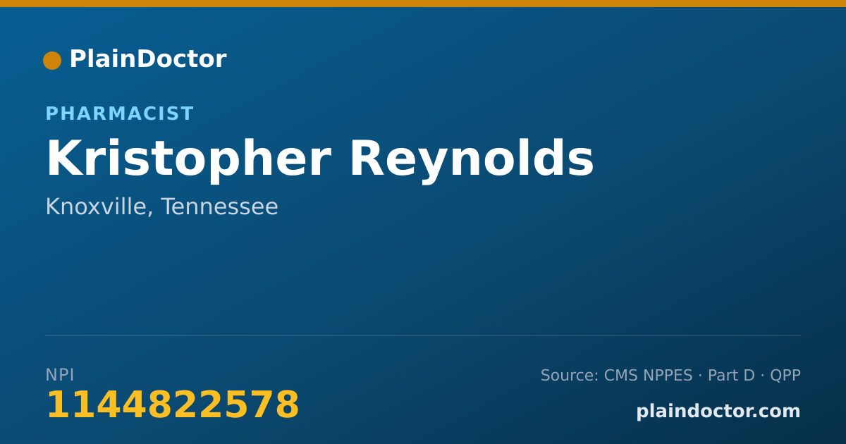 Shareable card for Kristopher Reynolds - Pharmacist, Knoxville, TN