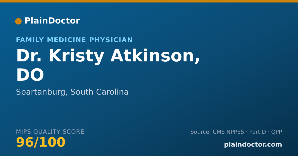 Shareable card for Kristy Atkinson, DO - Family Medicine Physician, Spartanburg, SC