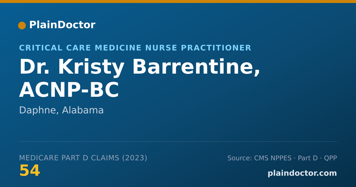 Shareable card for Kristy Barrentine, ACNP-BC - Critical Care Medicine Nurse Practitioner, Daphne, AL