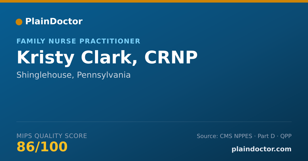 Shareable card for Kristy Clark, CRNP - Family Nurse Practitioner, Shinglehouse, PA