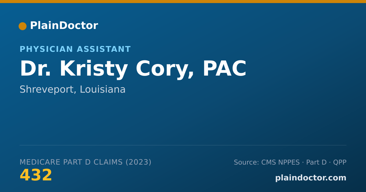 Shareable card for Kristy Cory, PAC - Physician Assistant, Shreveport, LA