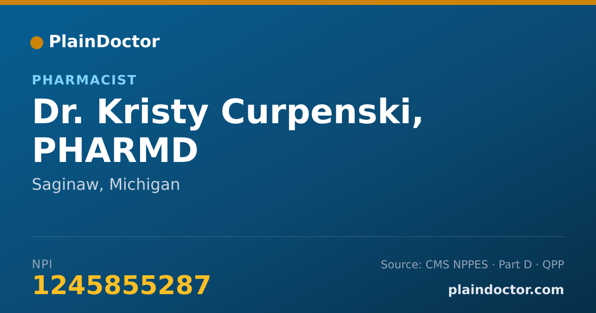 Shareable card for Kristy Curpenski, PHARMD - Pharmacist, Saginaw, MI