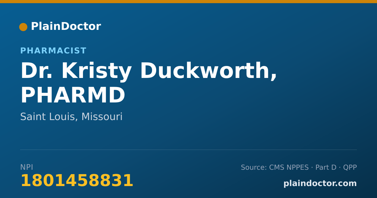 Shareable card for Kristy Duckworth, PHARMD - Pharmacist, Saint Louis, MO