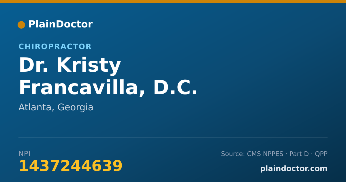 Shareable card for Kristy Francavilla, D.C. - Chiropractor, Atlanta, GA