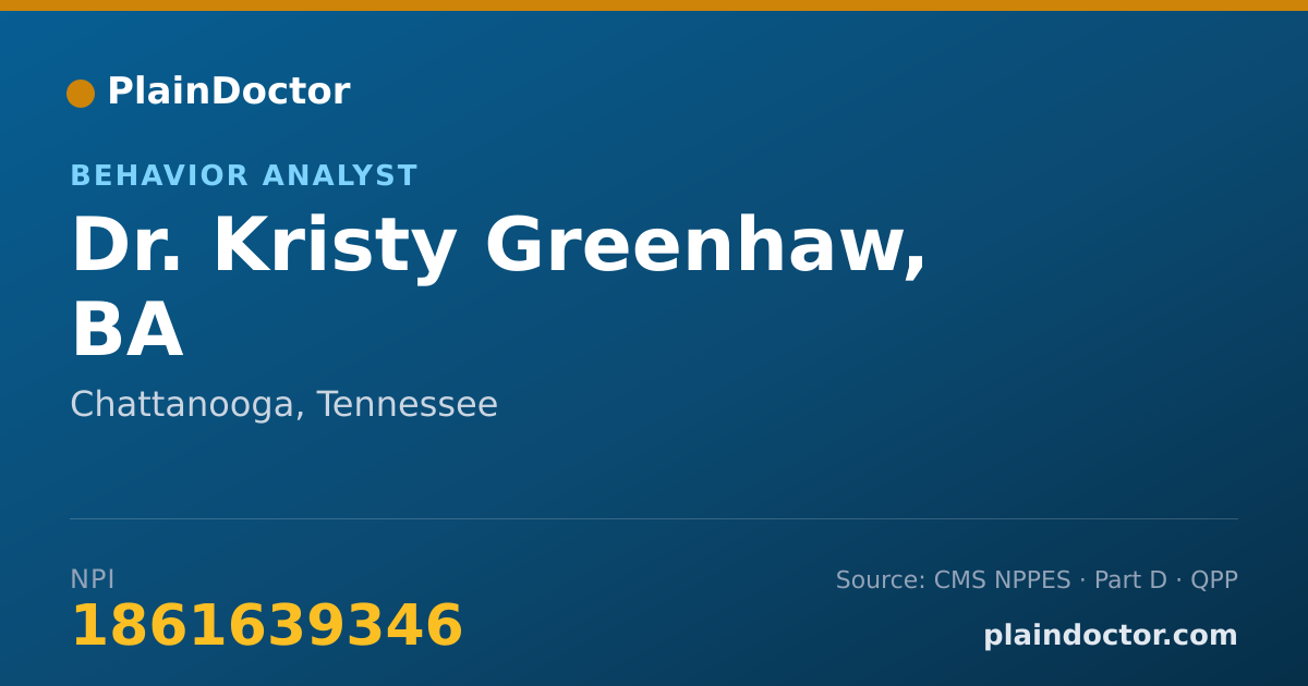 Shareable card for Kristy Greenhaw, BA - Behavior Analyst, Chattanooga, TN