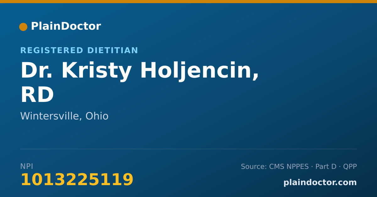 Shareable card for Kristy Holjencin, RD - Registered Dietitian, Wintersville, OH