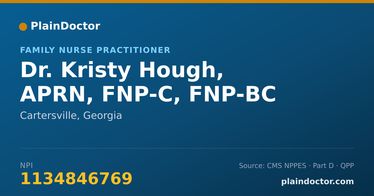 Shareable card for Kristy Hough, APRN, FNP-C, FNP-BC - Family Nurse Practitioner, Cartersville, GA