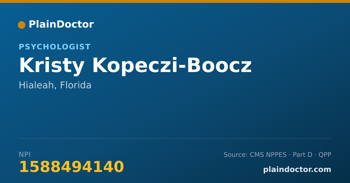 Shareable card for Kristy Kopeczi-Boocz - Psychologist, Hialeah, FL