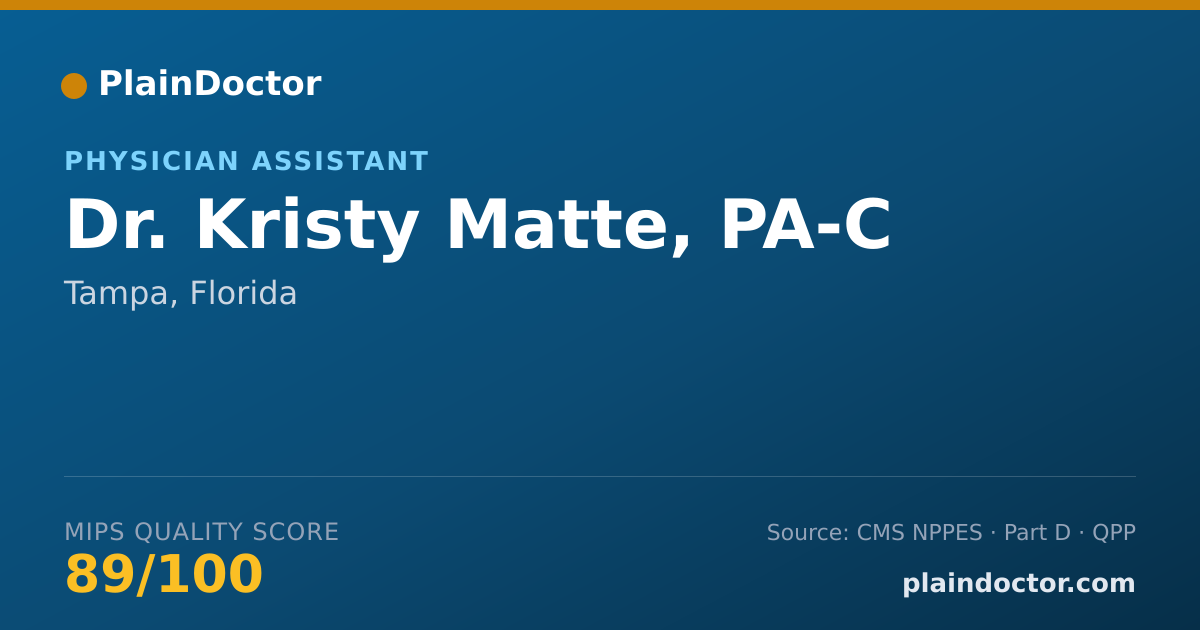 Shareable card for Kristy Matte, PA-C - Physician Assistant, Tampa, FL