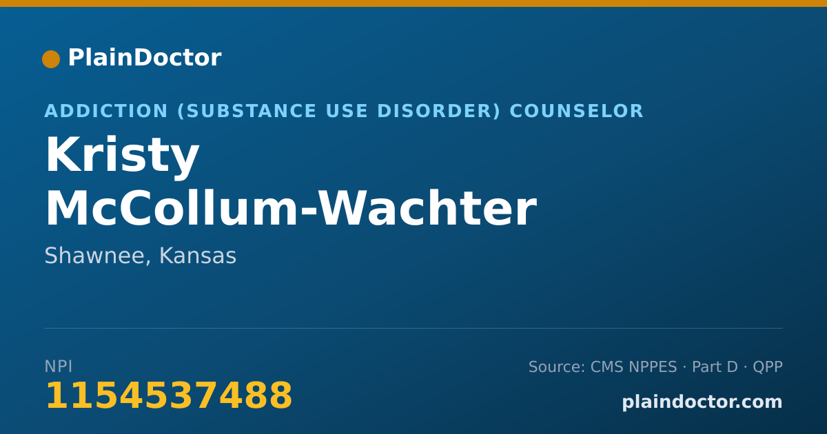 Shareable card for Kristy McCollum-Wachter - Addiction (Substance Use Disorder) Counselor, Shawnee, KS